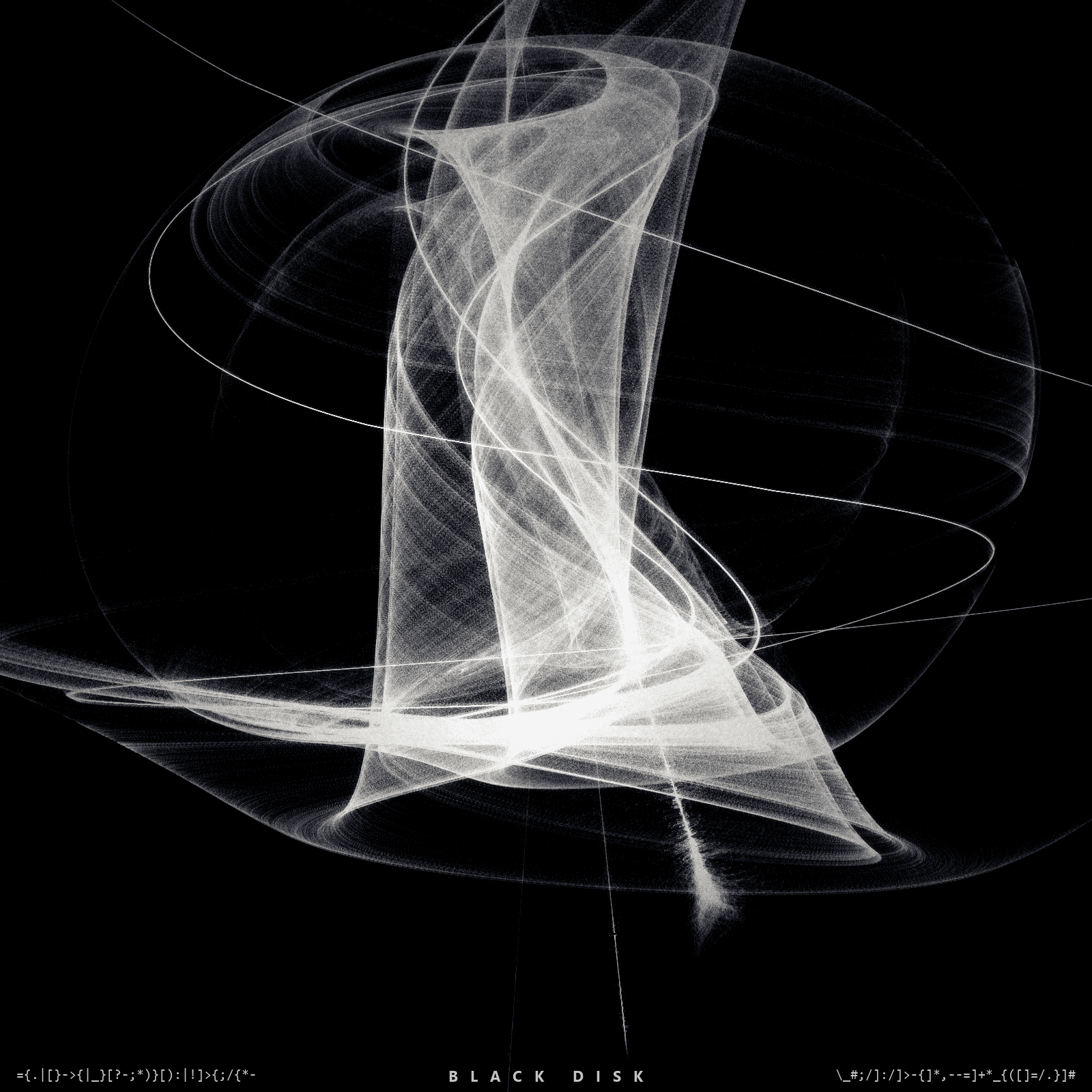 Fine white paths forming a luminous abstract disk on black.